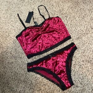 Widow Burgundy Velvet Two Piece Set